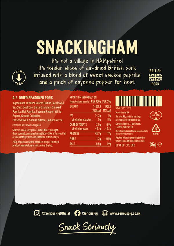 Serious Pig Snackingham Chorizo made with outdoor reared British pork