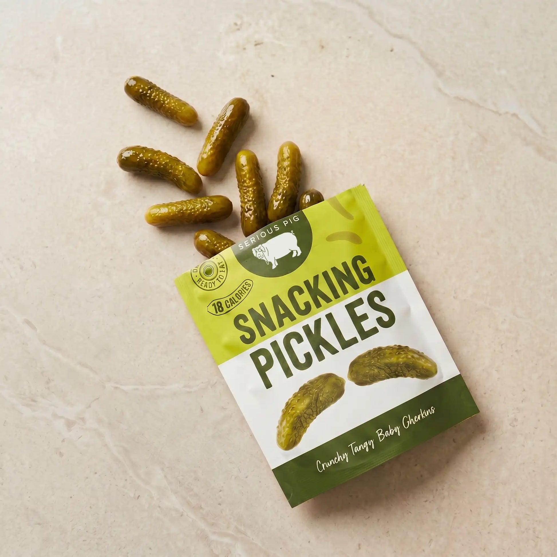 Serious pig snacking pickles 
