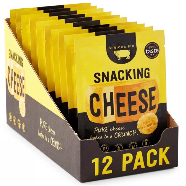 serious pig snacking cheese