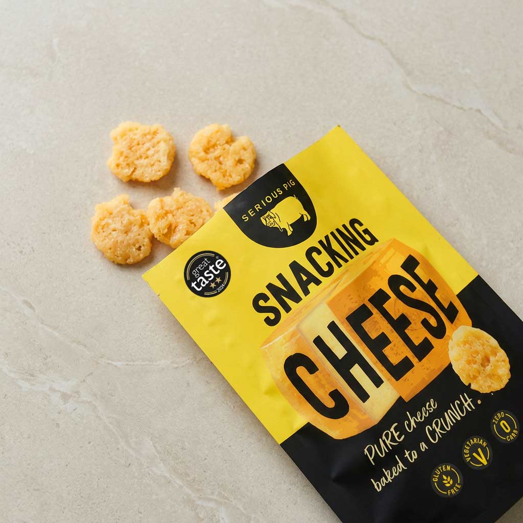 Serious Pig Snacking Cheese packet and crisps