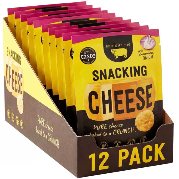 serious pig snacking cheese